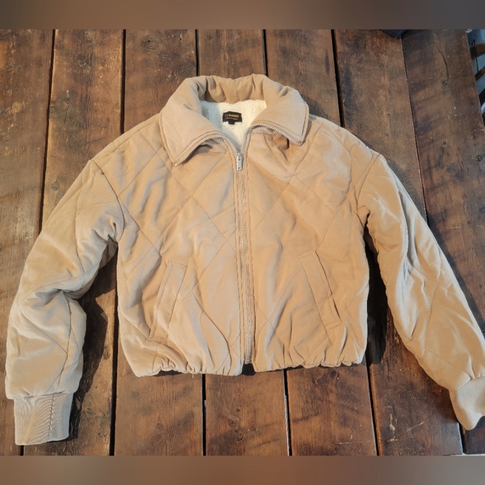 Ci Sono Light Brown Quilted Puffer Jacket